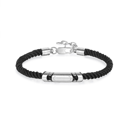 2 Names & 1 Text Personalised Men Adjustable Bracelet – Braided Rope & Stainless Steel Design | Jessemade
