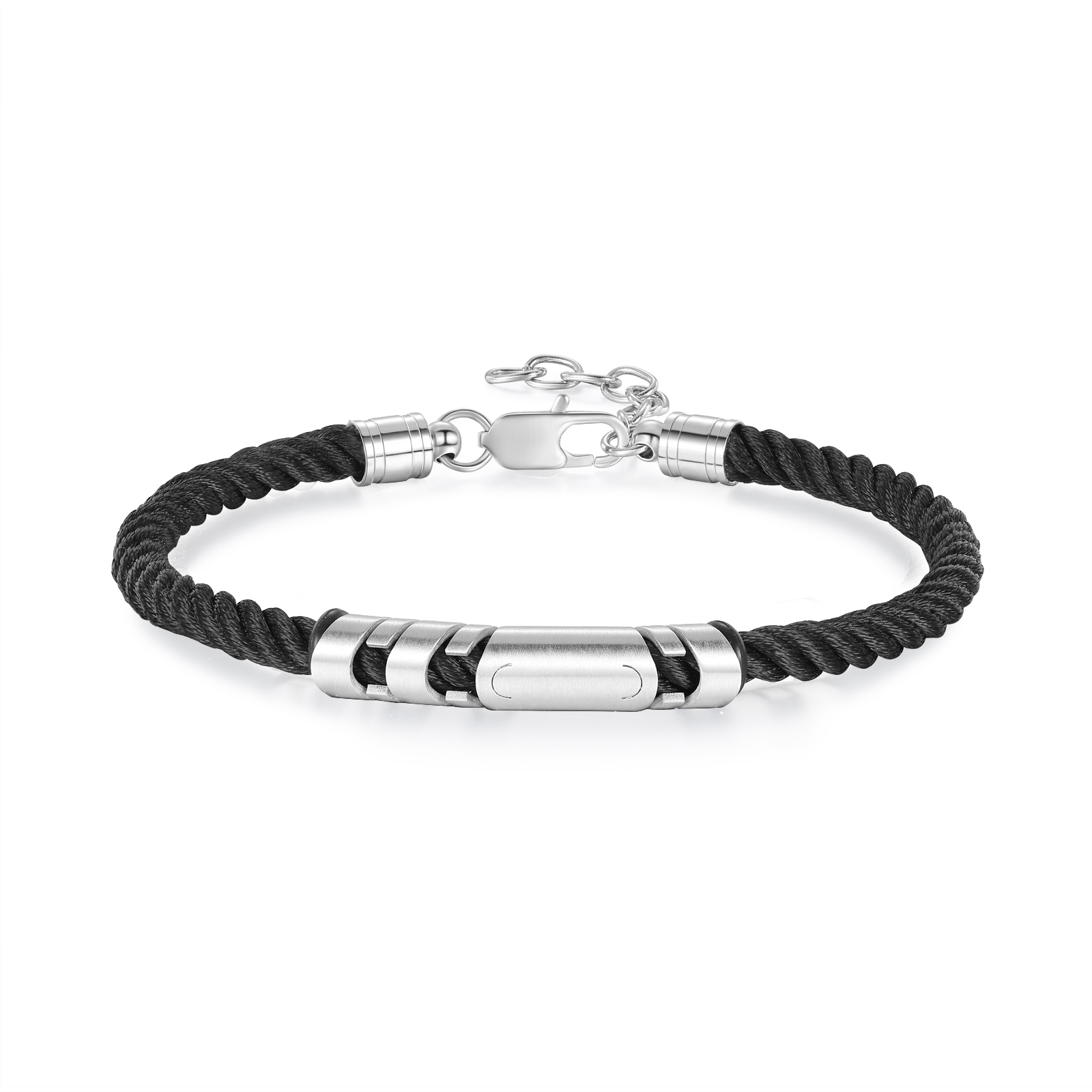 3 Names & 1 Text Personalised Men Adjustable Bracelet – Braided Rope & Stainless Steel Design | Jessemade