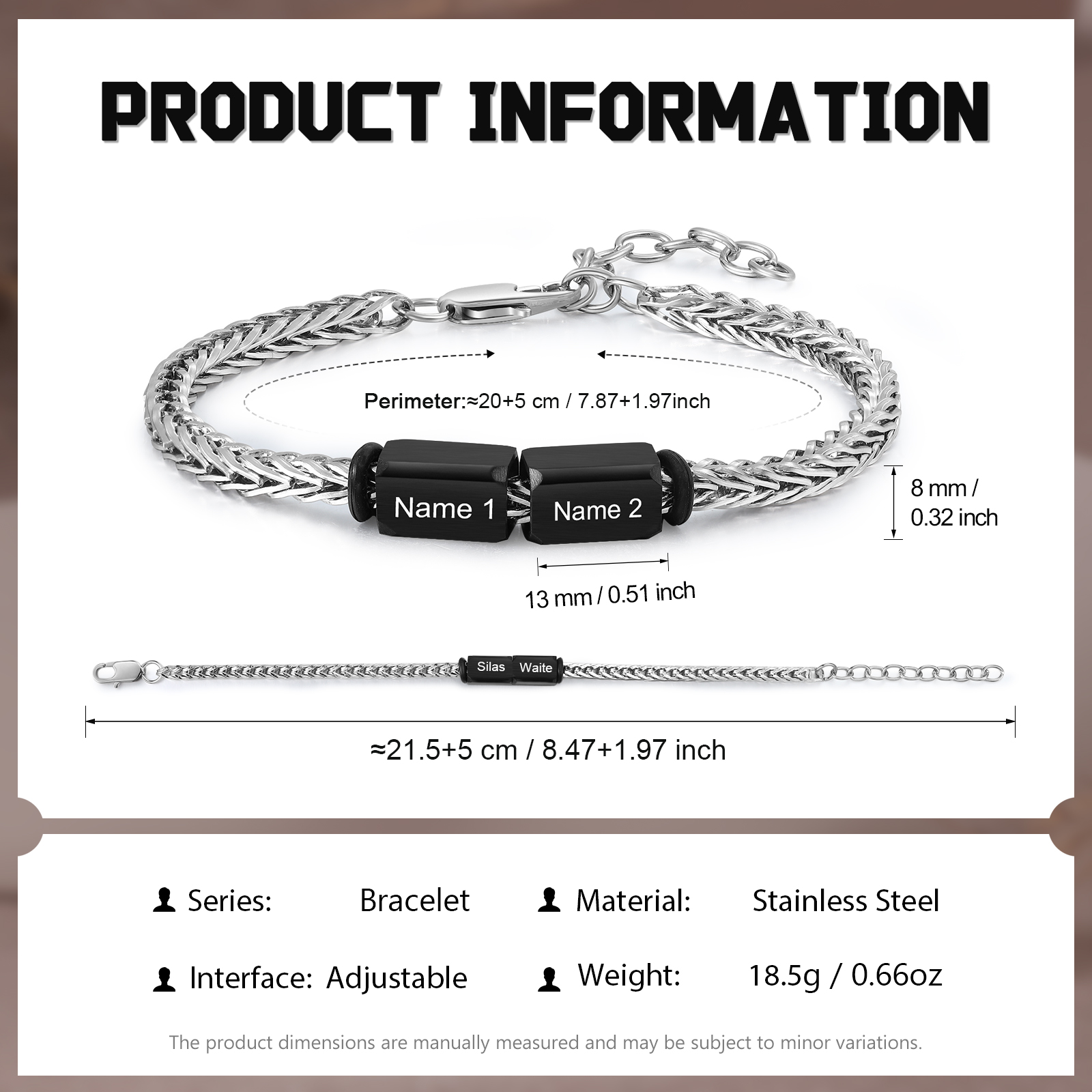 Personalised Stainless Steel Bracelet with 2 Names - Custom Gift for Him | Jessemade