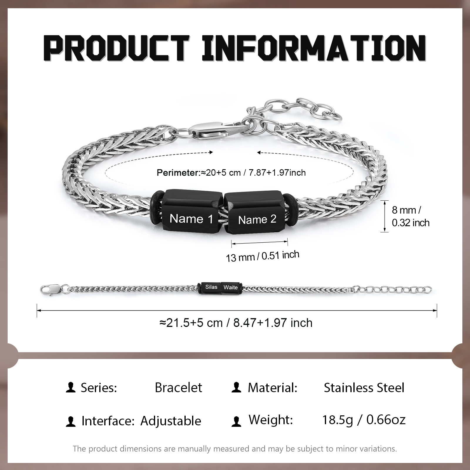 Personalised Stainless Steel Bracelet with 2 Names - Custom Gift for Him | Jessemade