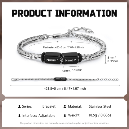 Personalised Stainless Steel Bracelet with 2 Names - Custom Gift for Him | Jessemade