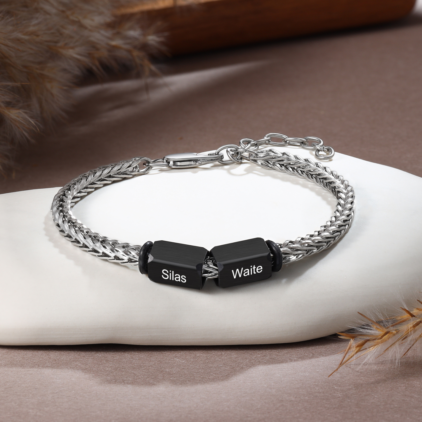 Personalised Stainless Steel Bracelet with 2 Names - Custom Gift for Him | Jessemade