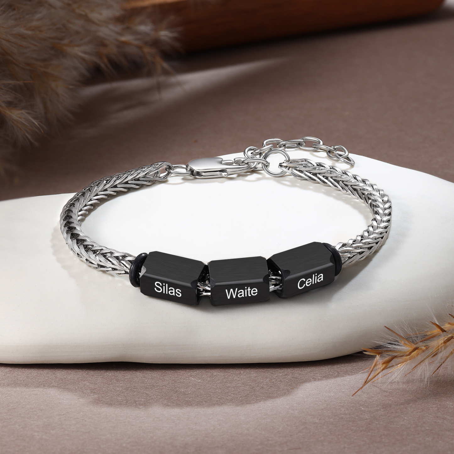 Personalised Stainless Steel Bracelet with 3 Names - Custom Gift for Him | Jessemade