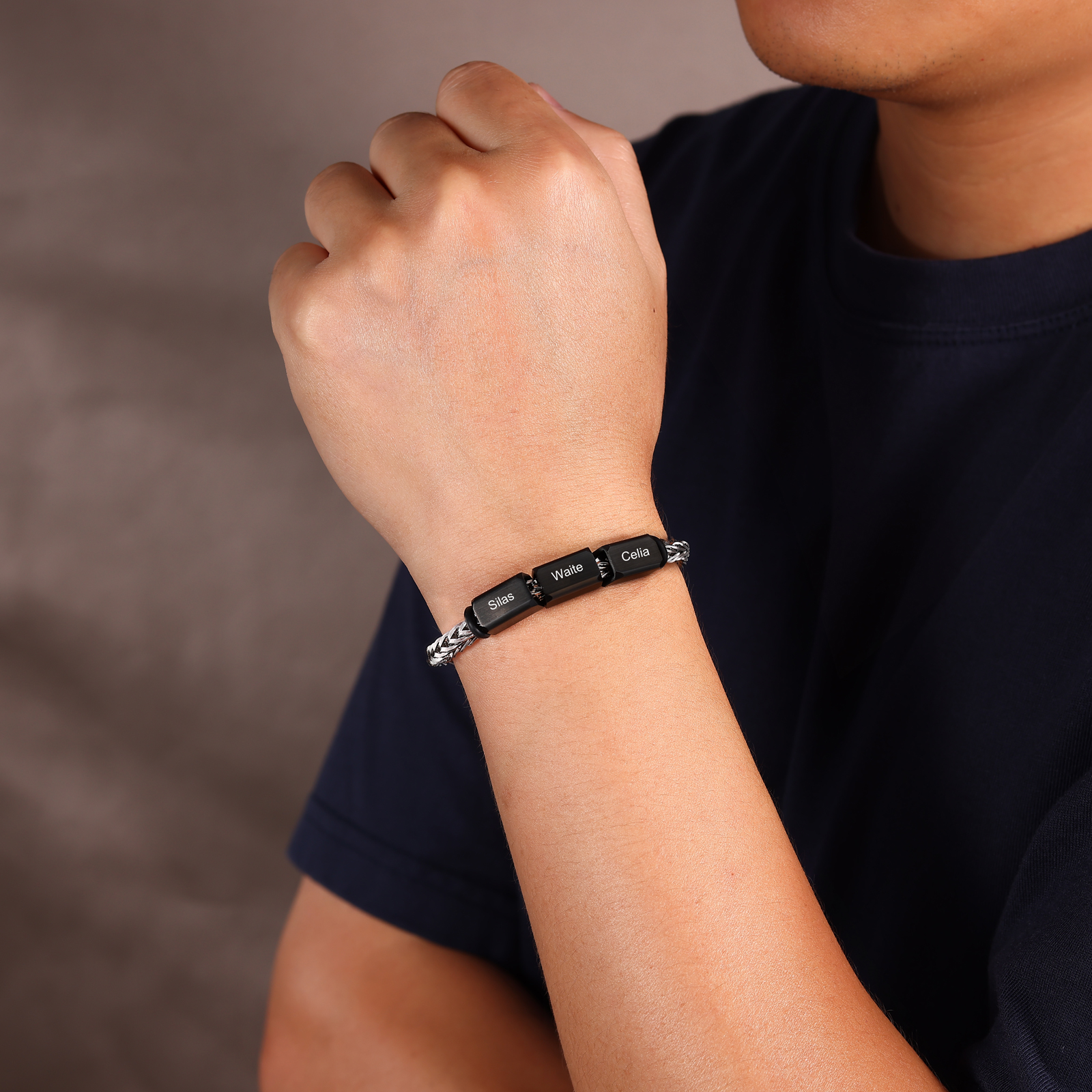 Personalised Stainless Steel Bracelet with 3 Names - Custom Gift for Him | Jessemade