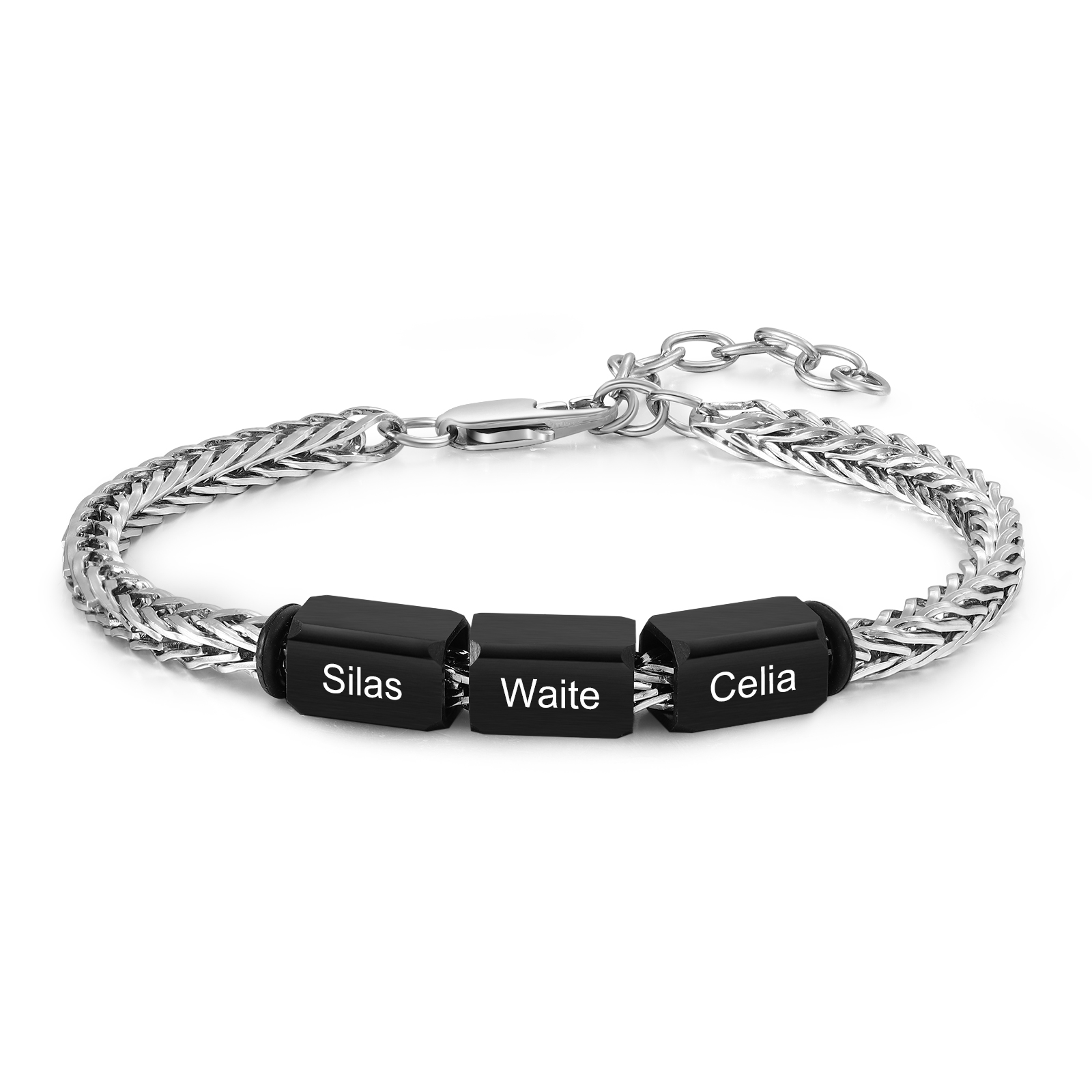 Personalised Stainless Steel Bracelet with 3 Names - Custom Gift for Him | Jessemade