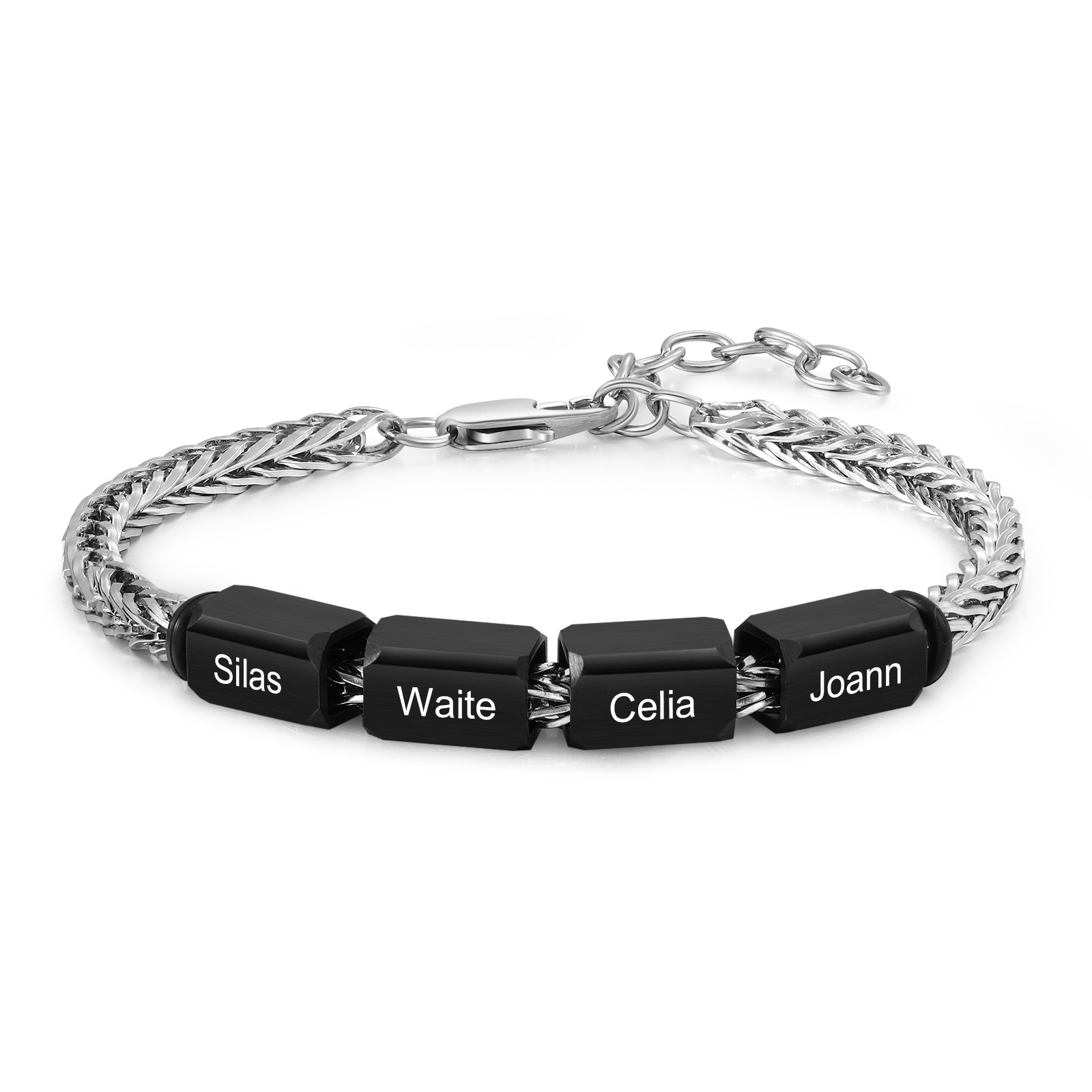 Personalised Stainless Steel Bracelet with 4 Names - Custom Gift for Him | Jessemade