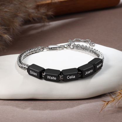 Personalised Stainless Steel Bracelet with 5 Names - Custom Gift for Him | Jessemade