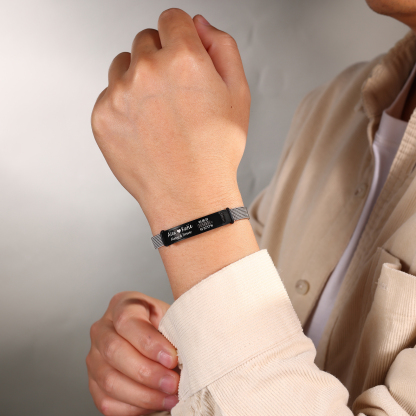 Personalised 2 Names & 3 Texts Bracelet for Couple – Stainless Steel Bracelet Gift | Jessemade