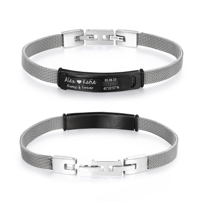Personalised 2 Names & 3 Texts Bracelet for Couple – Stainless Steel Bracelet Gift | Jessemade