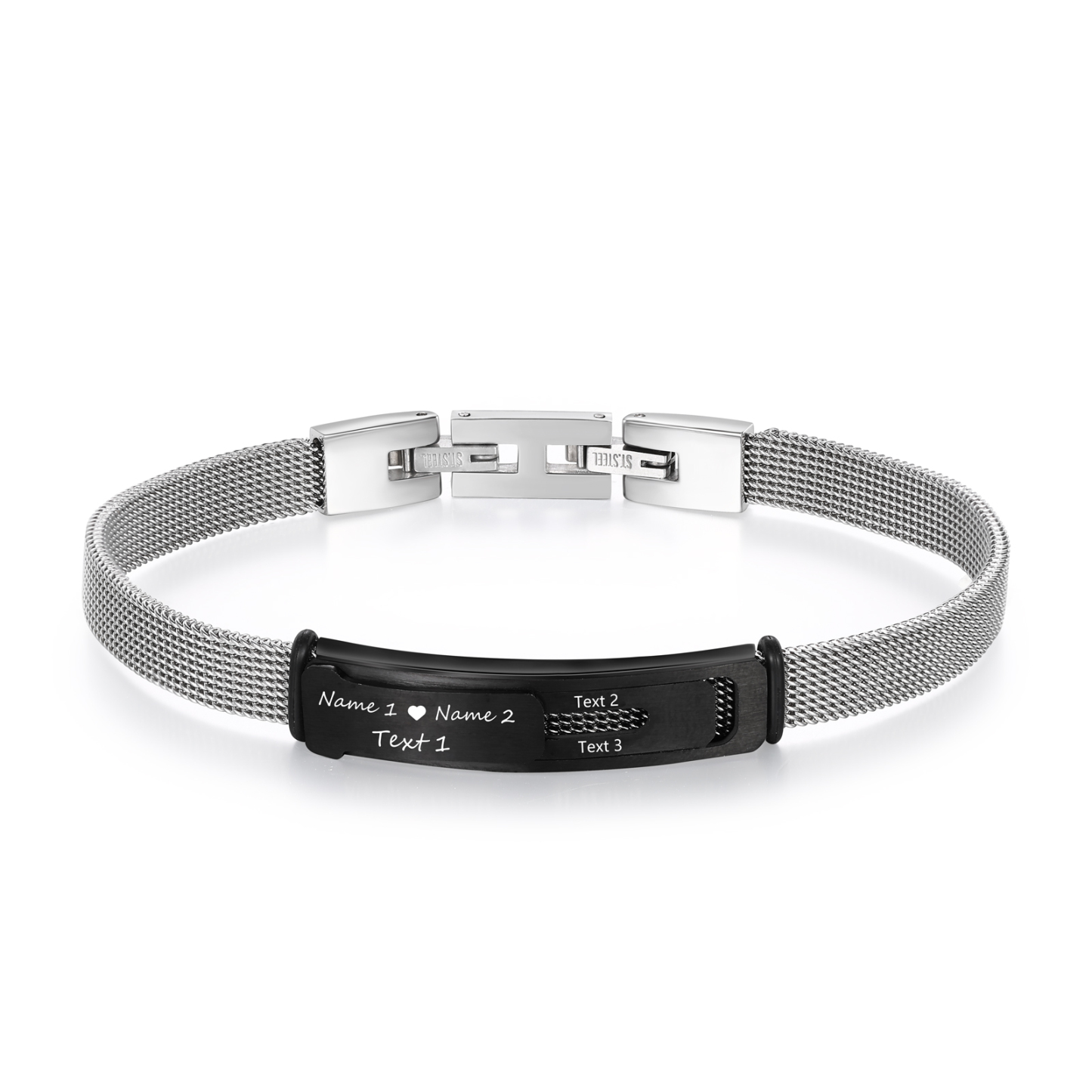 Personalised 2 Names & 3 Texts Bracelet for Couple – Stainless Steel Bracelet Gift | Jessemade