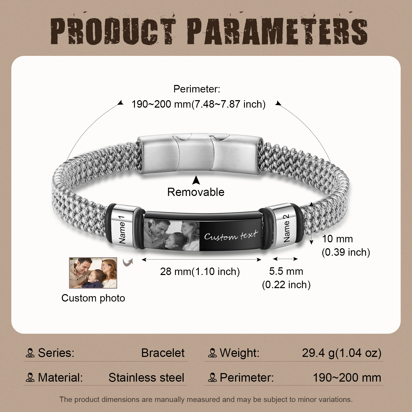 2 Names Personalised Men Adjustable Bracelet – Father's Day Gift | Jessemade