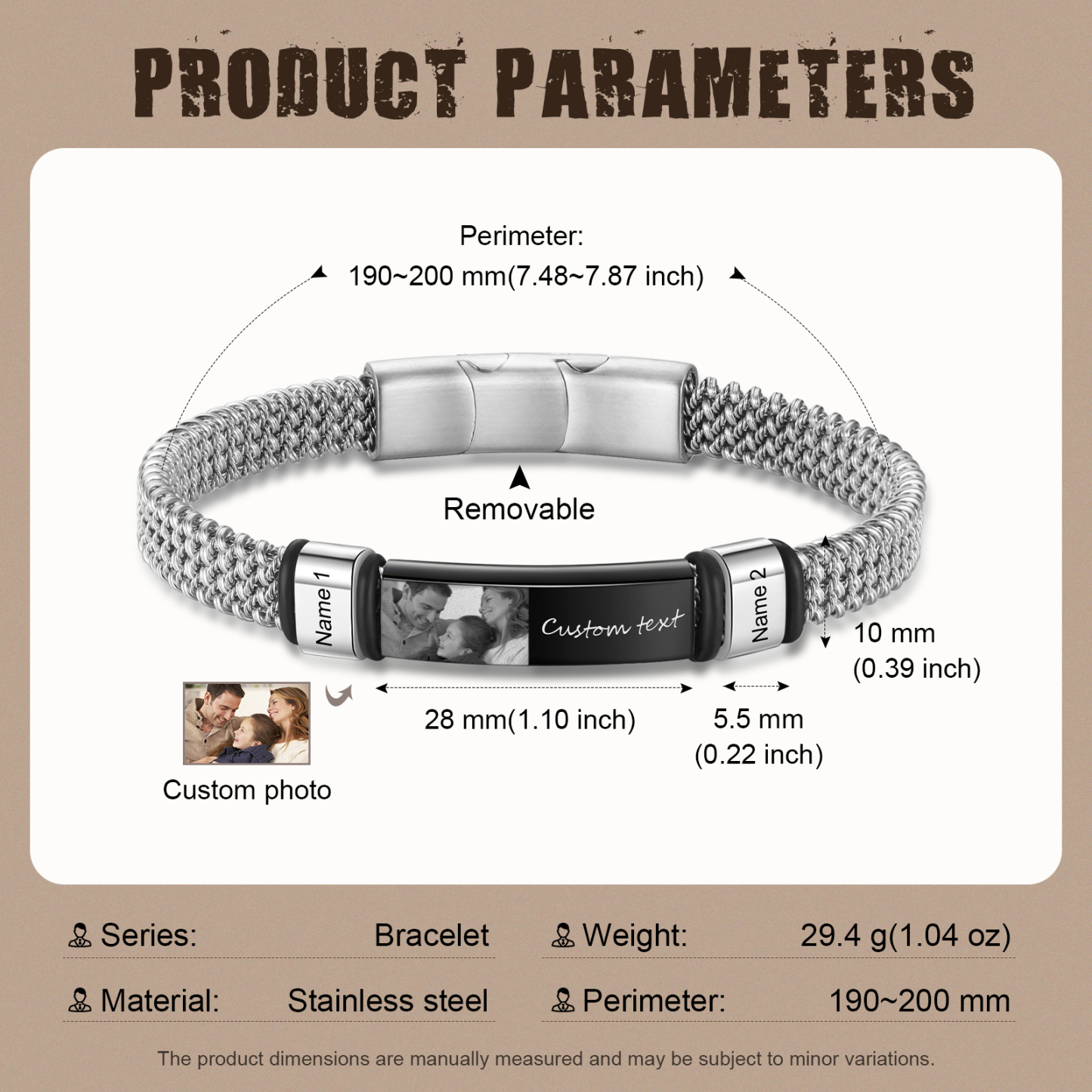 2 Names Personalised Men Adjustable Bracelet – Father's Day Gift | Jessemade