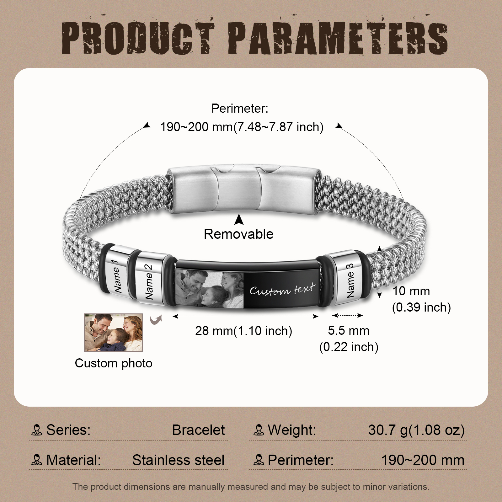 3 Names Personalised Men Adjustable Bracelet – Father's Day Gift | Jessemade