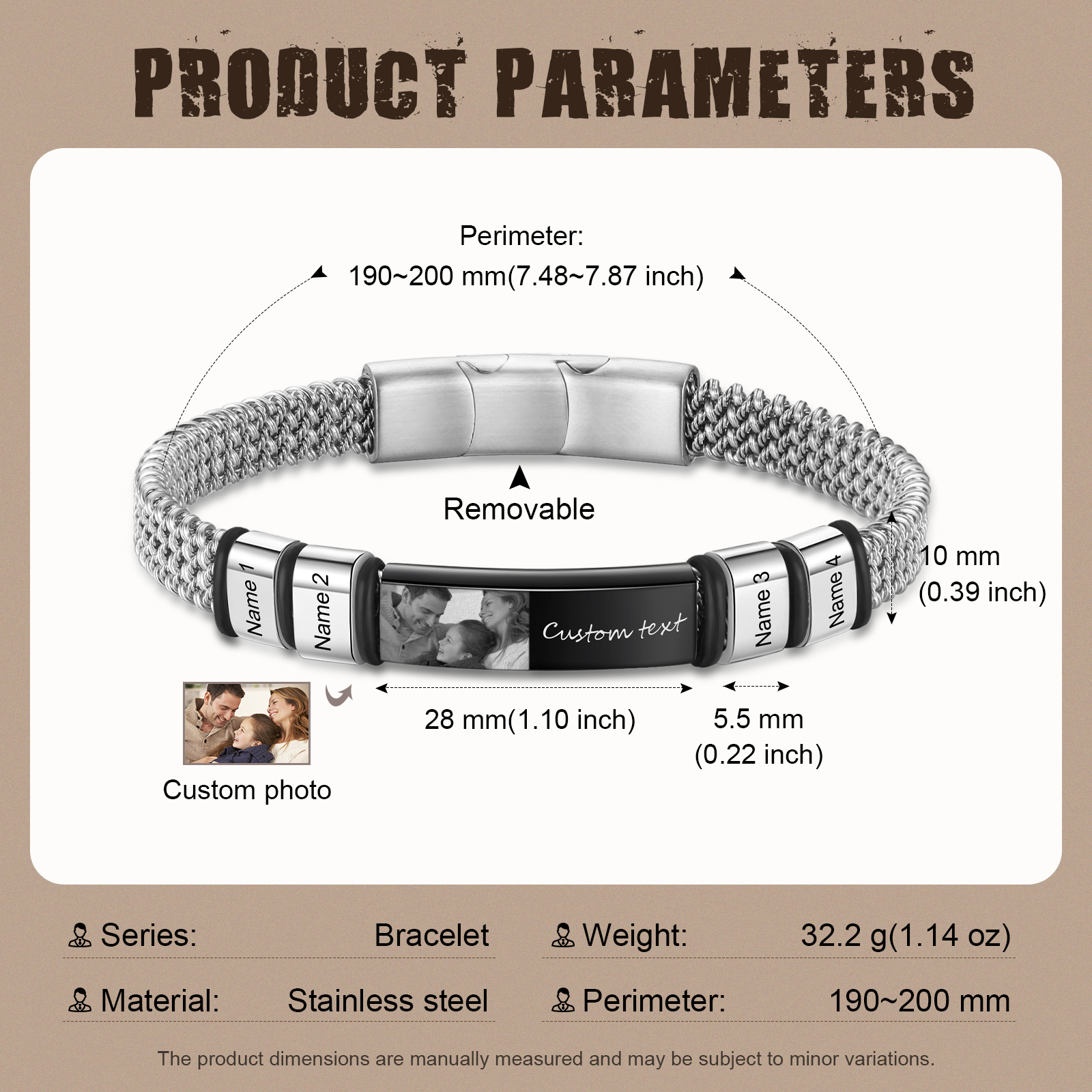 4 Names Personalised Men Adjustable Bracelet – Father's Day Gift | Jessemade