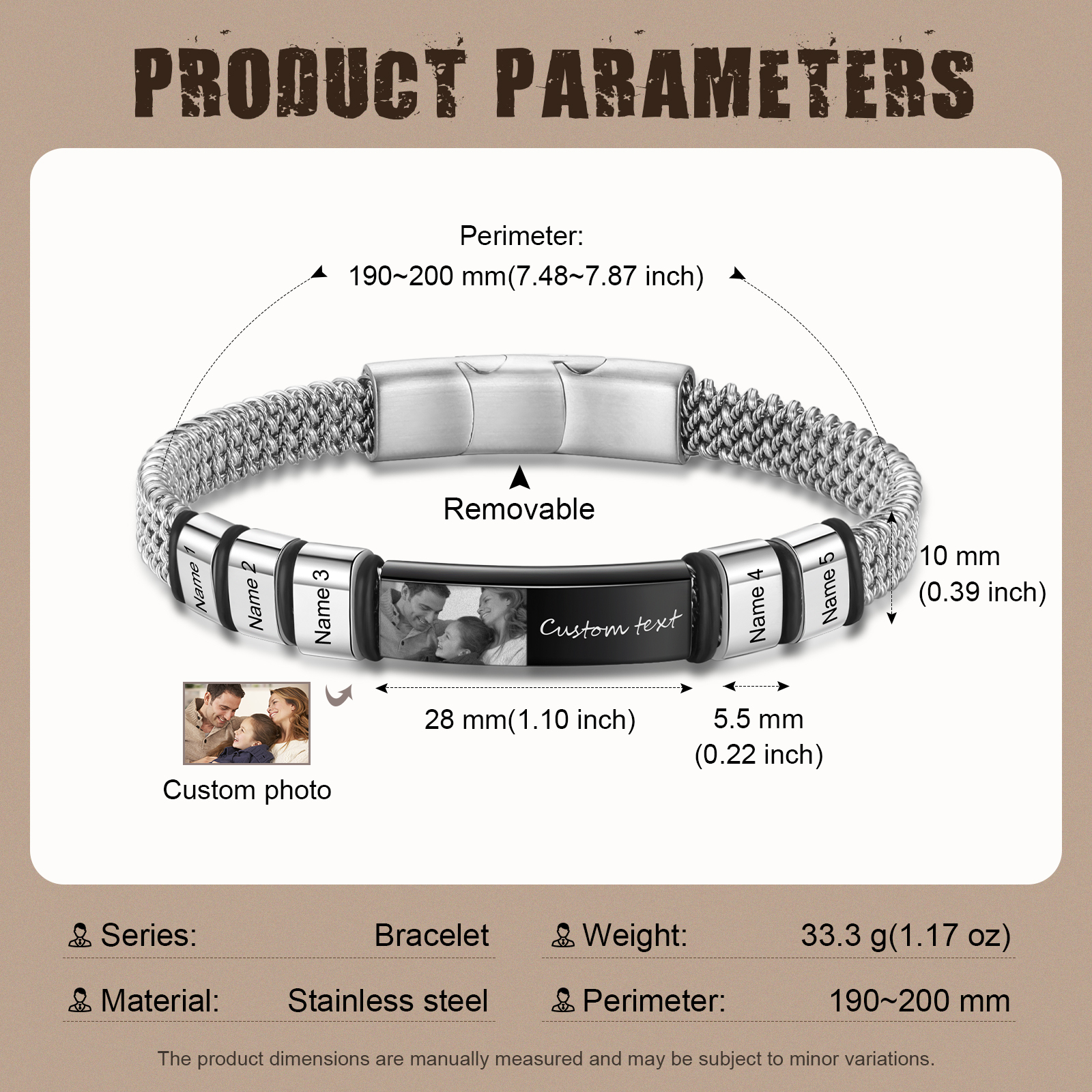 5 Names Personalised Men Adjustable Bracelet – Father's Day Gift | Jessemade