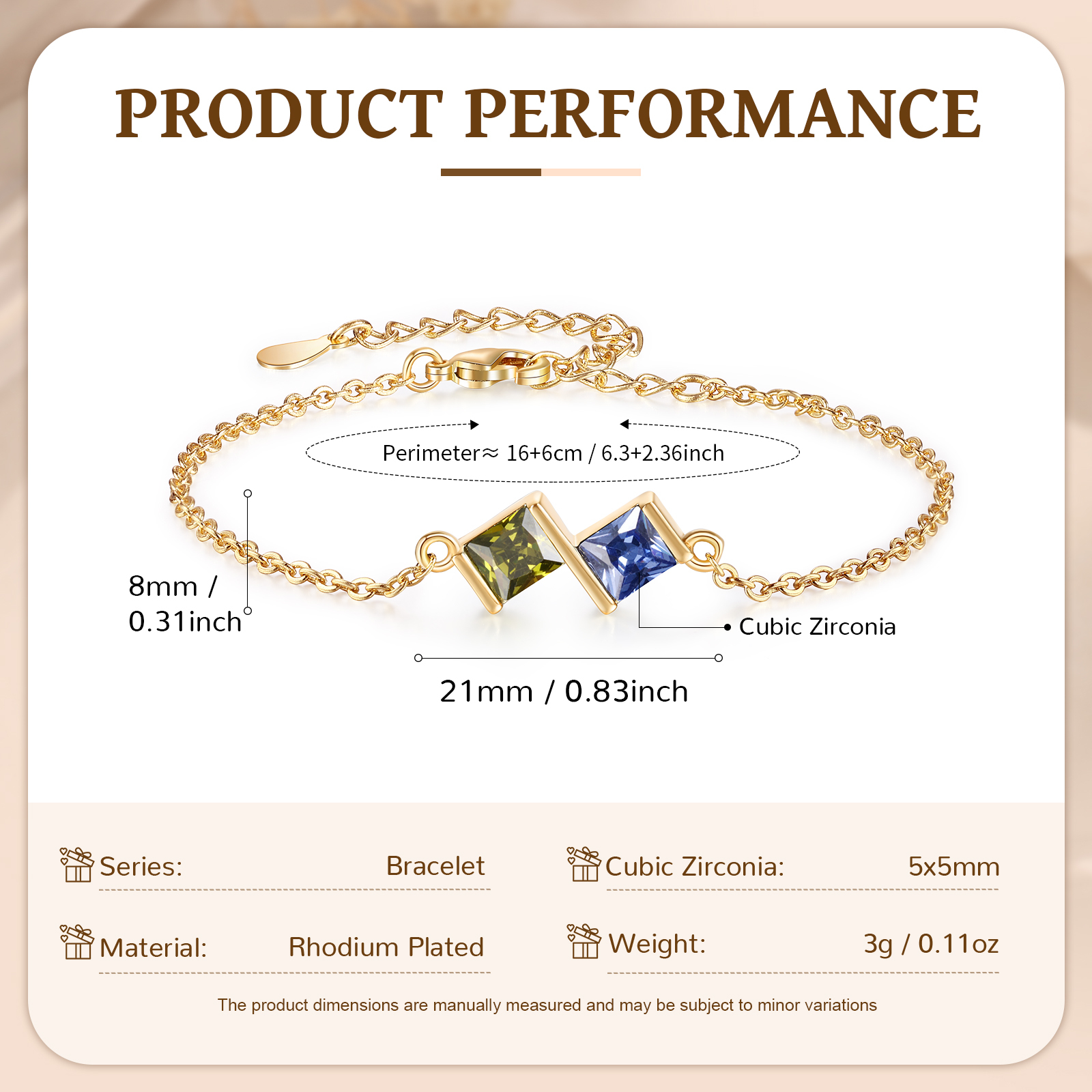 Personalised Bracelet with 2 Birthstones - Custom Gift for Her | Jessemade