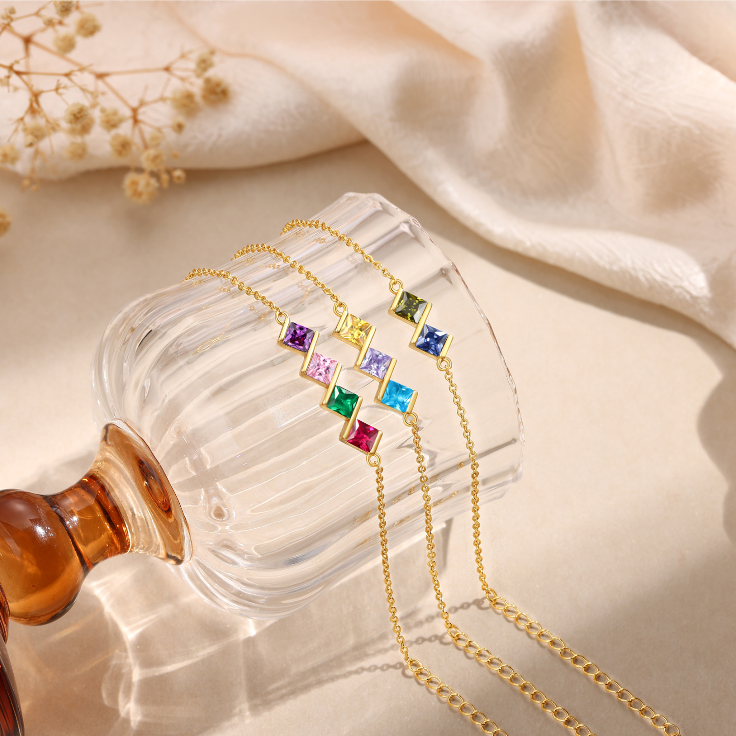 Personalised Bracelet with 3 Birthstones - Custom Gift for Her | Jessemade