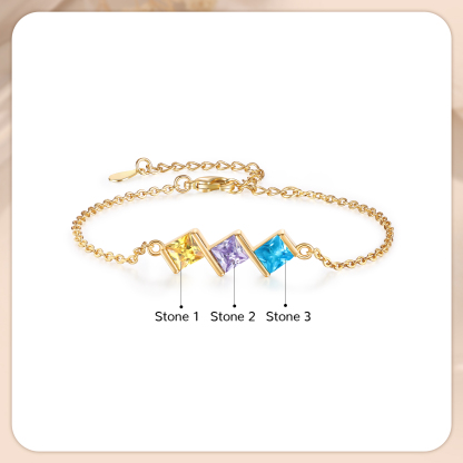Personalised Bracelet with 3 Birthstones - Custom Gift for Her | Jessemade