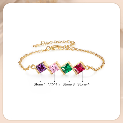 Personalised Bracelet with 4 Birthstones - Custom Gift for Her | Jessemade