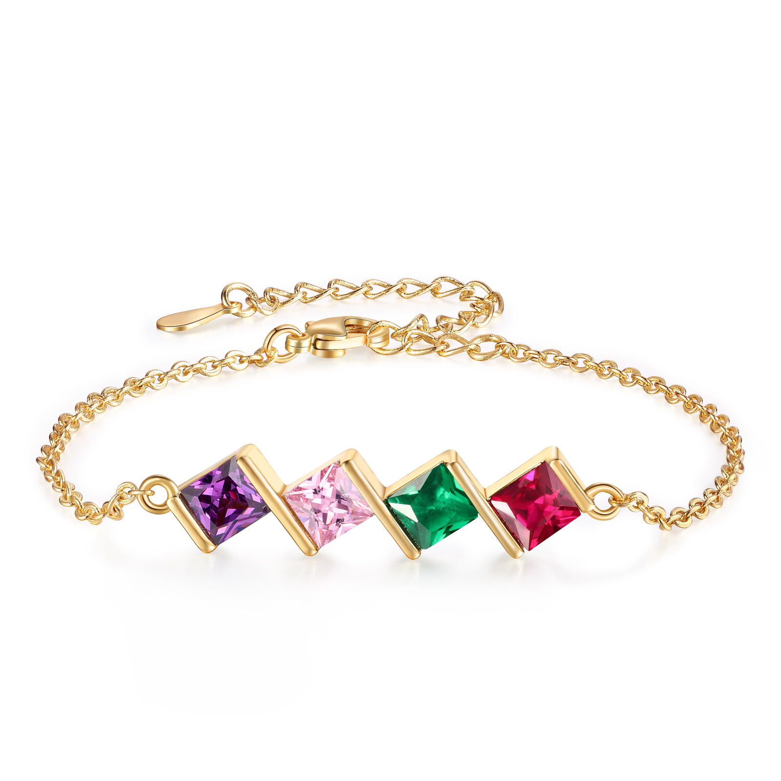 Personalised Bracelet with 4 Birthstones - Custom Gift for Her | Jessemade