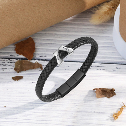 Personalised Leather Bracelet with 2 Custom Names - Custom Gift for Him | Jessemade