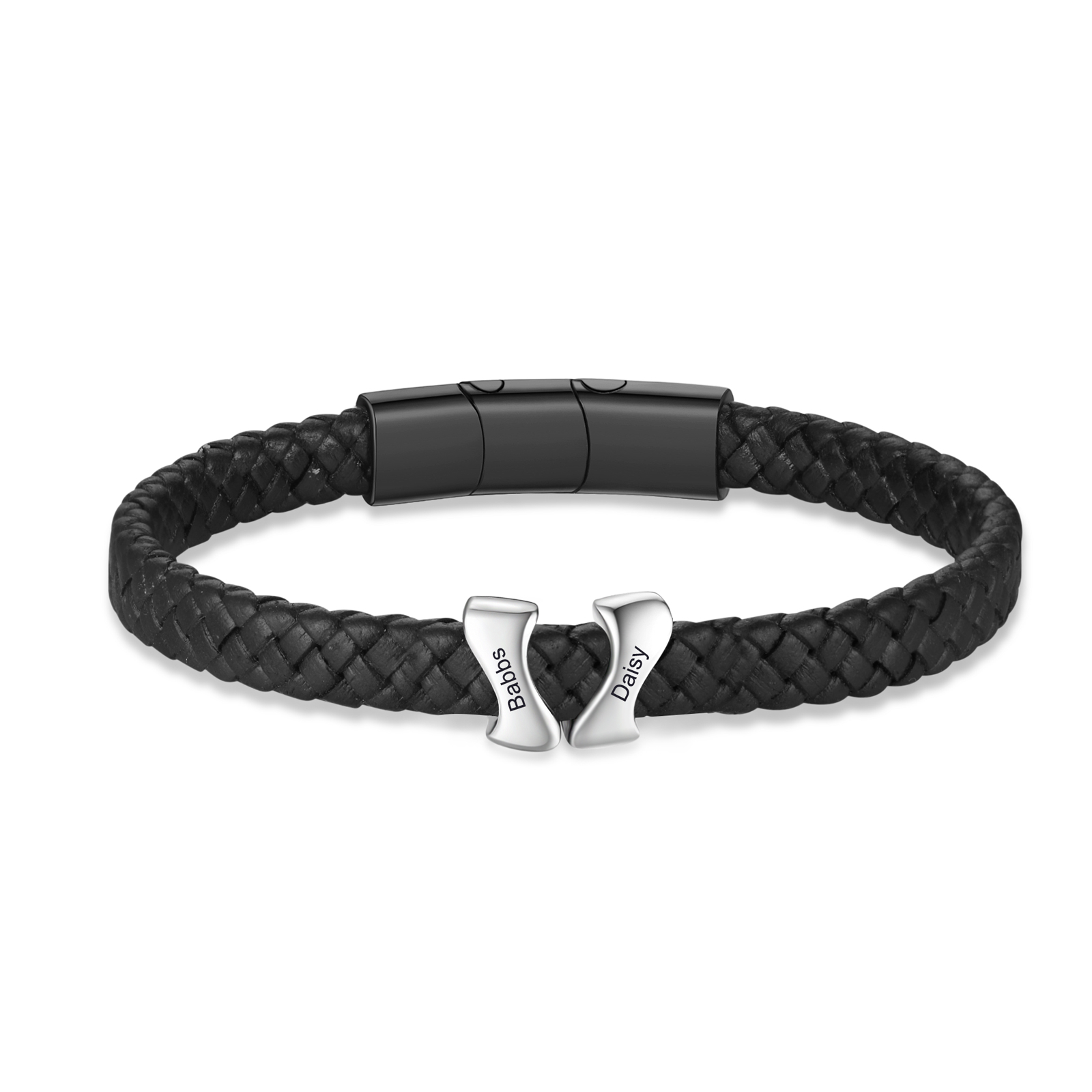 Personalised Leather Bracelet with 2 Custom Names - Custom Gift for Him | Jessemade