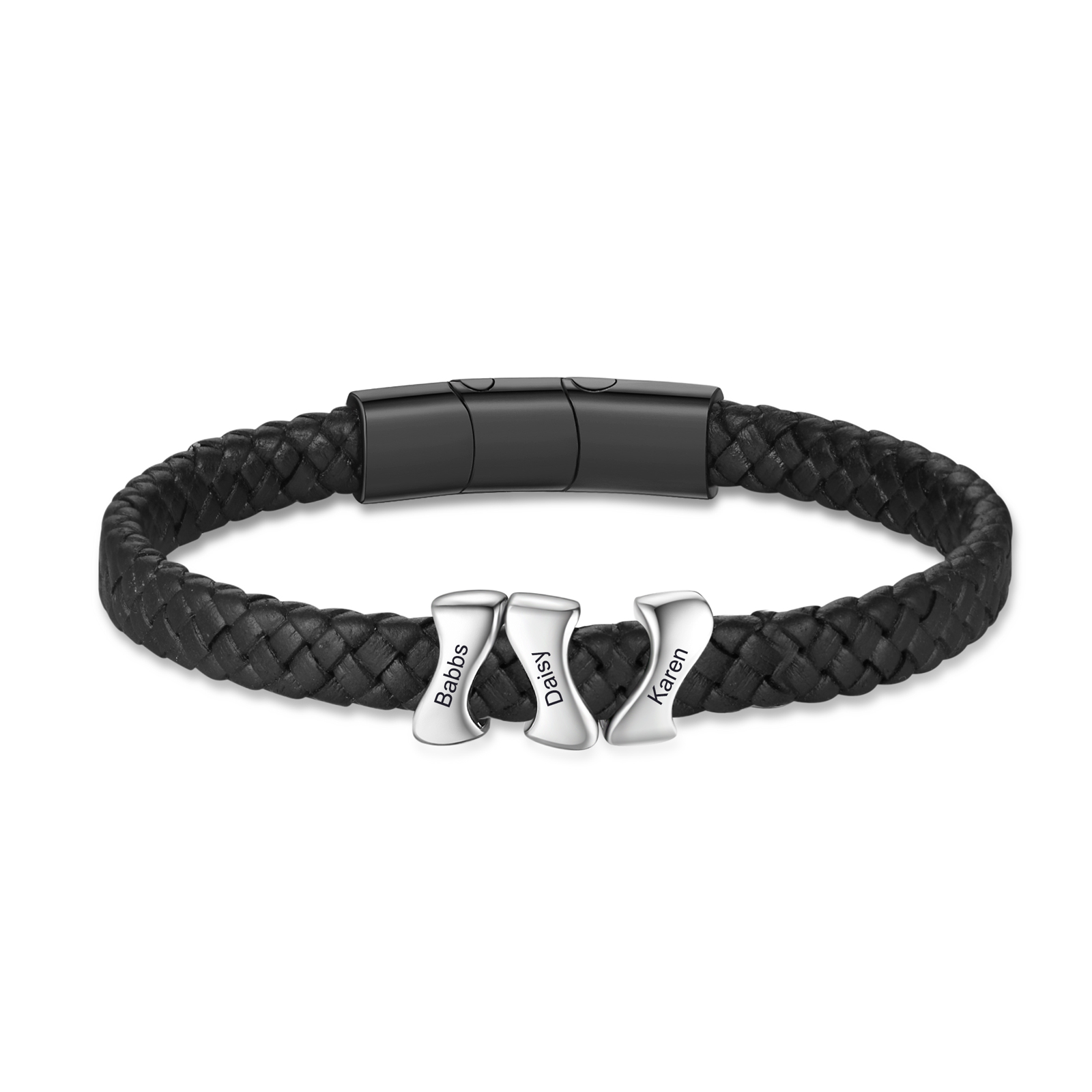 Personalised Leather Bracelet with 3 Custom Names - Custom Gift for Him | Jessemade