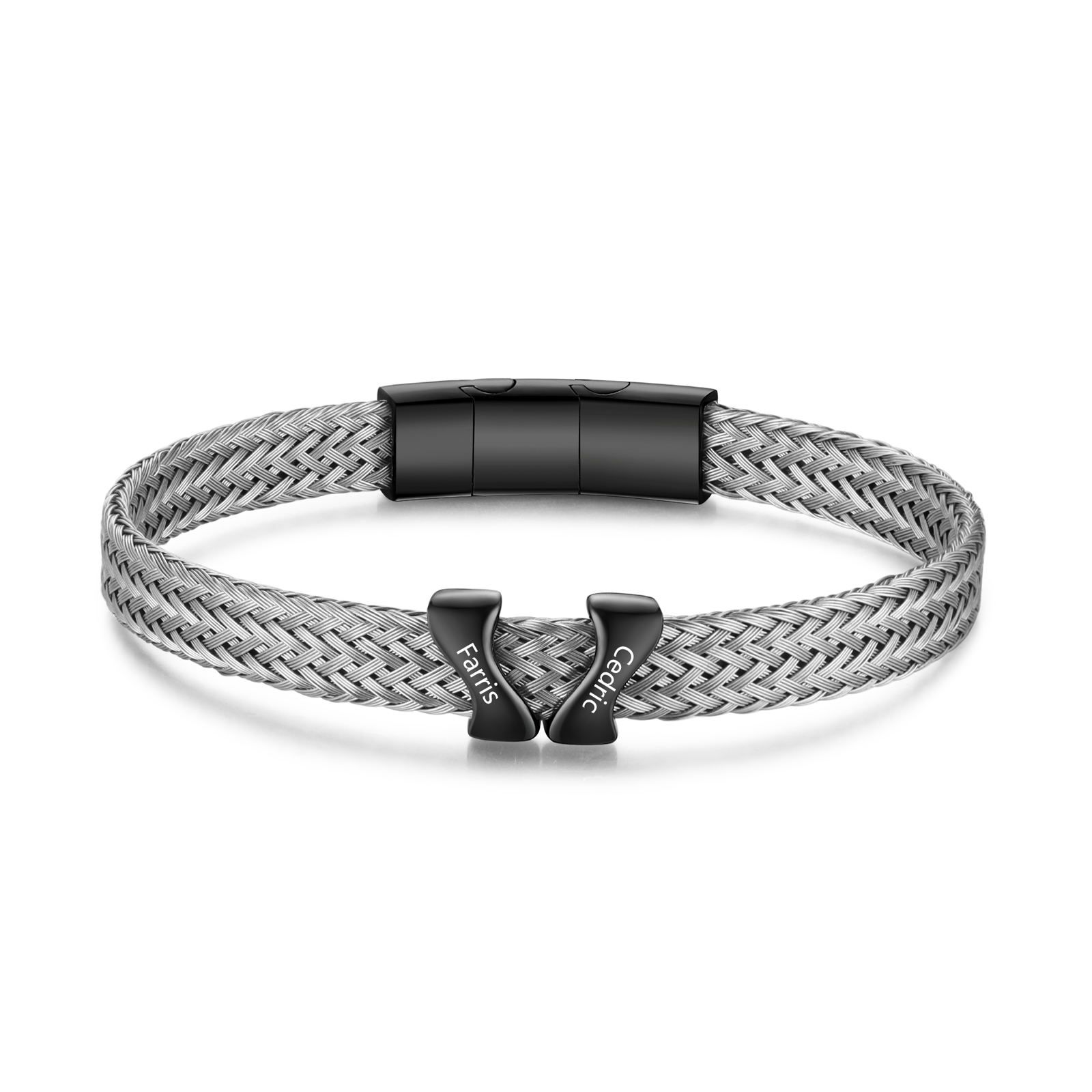 Personalised Men's Bracelet with 2 Engraved Names - Custom Gift for Him | Jessemade