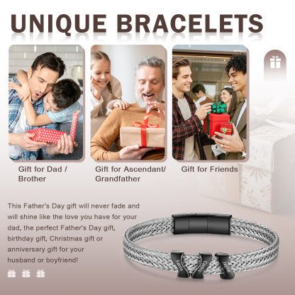 Personalised Men's Bracelet with 3 Engraved Names - Custom Gift for Him | Jessemade