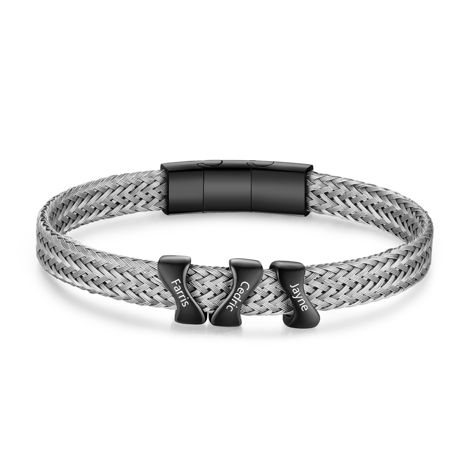 Personalised Men's Bracelet with 3 Engraved Names - Custom Gift for Him | Jessemade