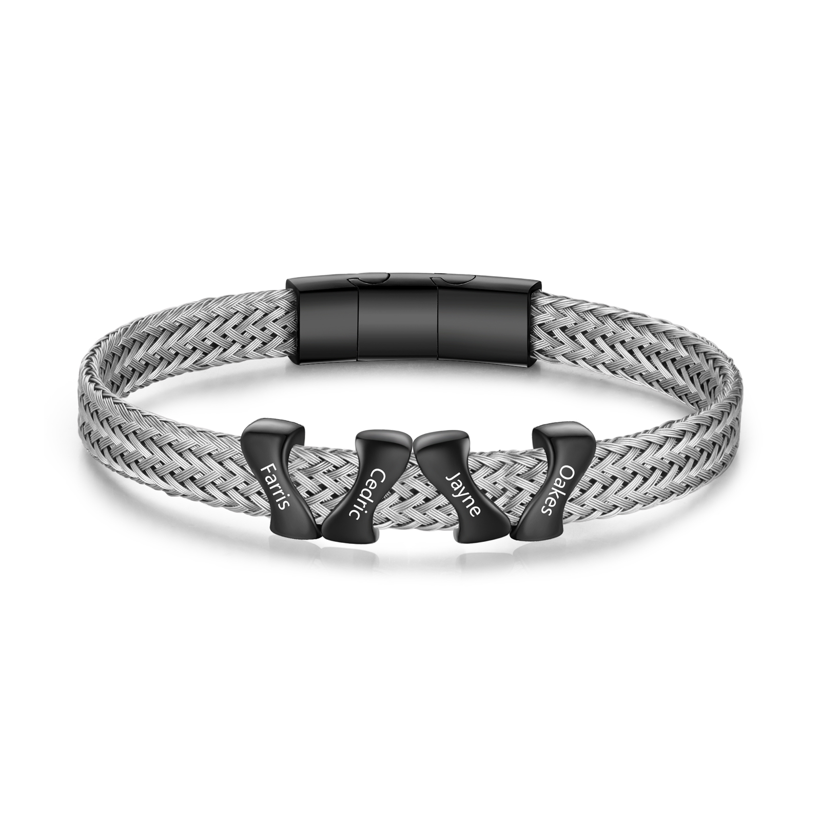 Personalised Men's Bracelet with 4 Engraved Names - Custom Gift for Him | Jessemade