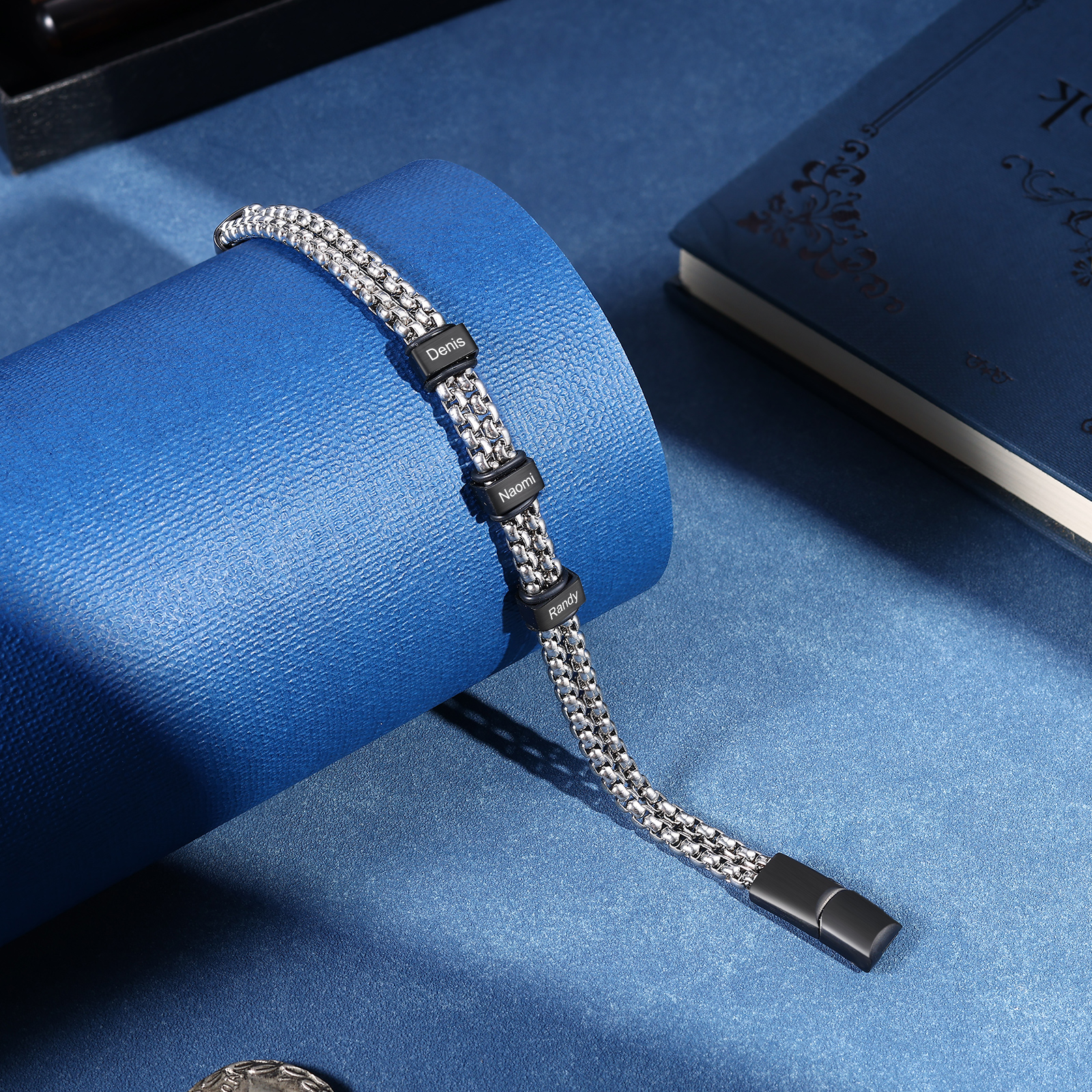 Personalised Men Stainless Steel Bracelet with 3 Names - Custom Gift for Him | Jessemade