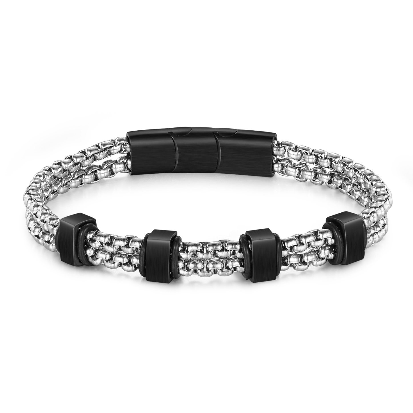 Personalised Men Stainless Steel Bracelet with 4 Names - Custom Gift for Him | Jessemade