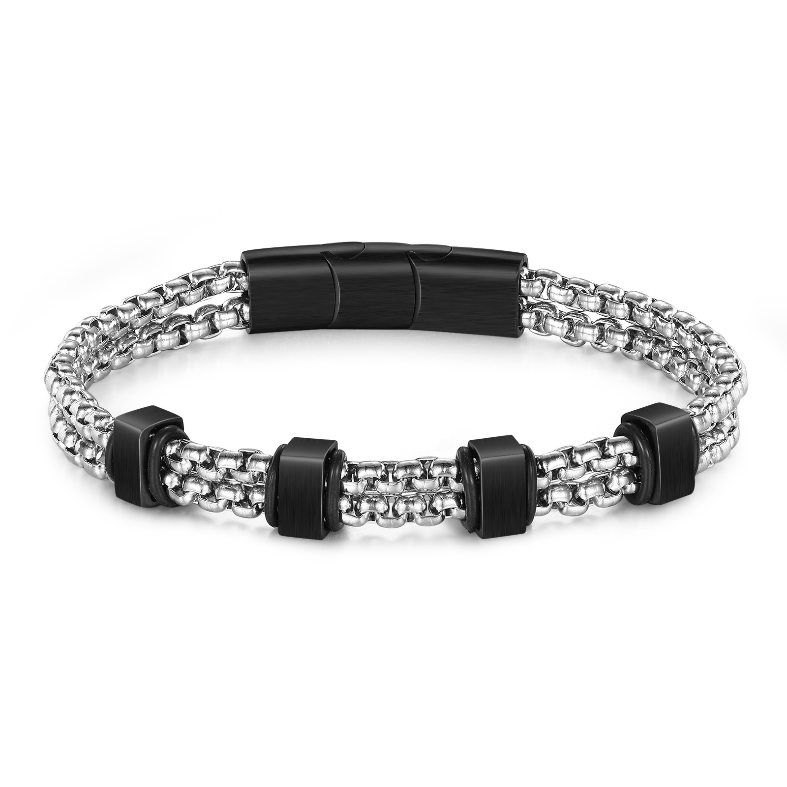 Personalised Men Stainless Steel Bracelet with 4 Names - Custom Gift for Him | Jessemade