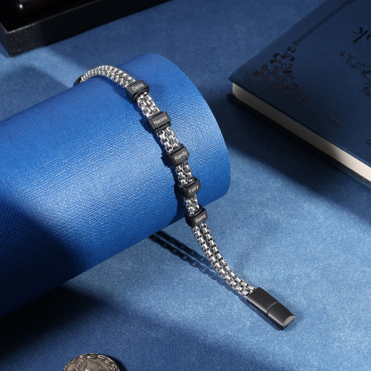 Personalised Men Stainless Steel Bracelet with 5 Names - Custom Gift for Him | Jessemade