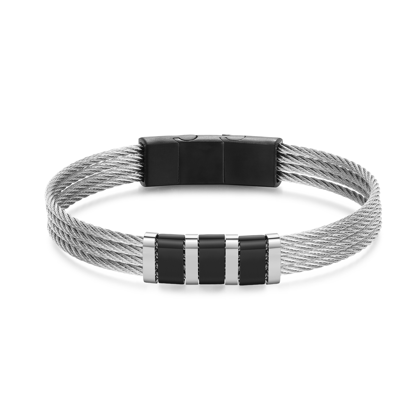 Personalised Stainless Steel Cable Bracelet with 3 Names - Custom Gift for Him | Jessemade