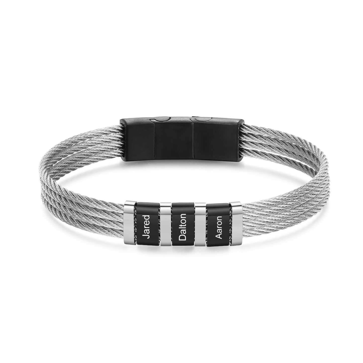 Personalised Stainless Steel Cable Bracelet with 3 Names - Custom Gift