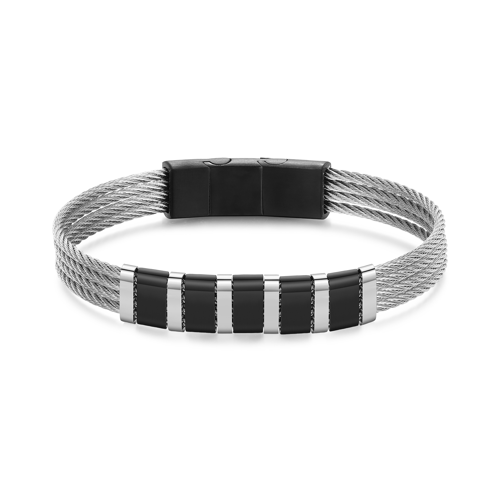 Personalised Stainless Steel Cable Bracelet with 5 Names - Custom Gift for Him | Jessemade