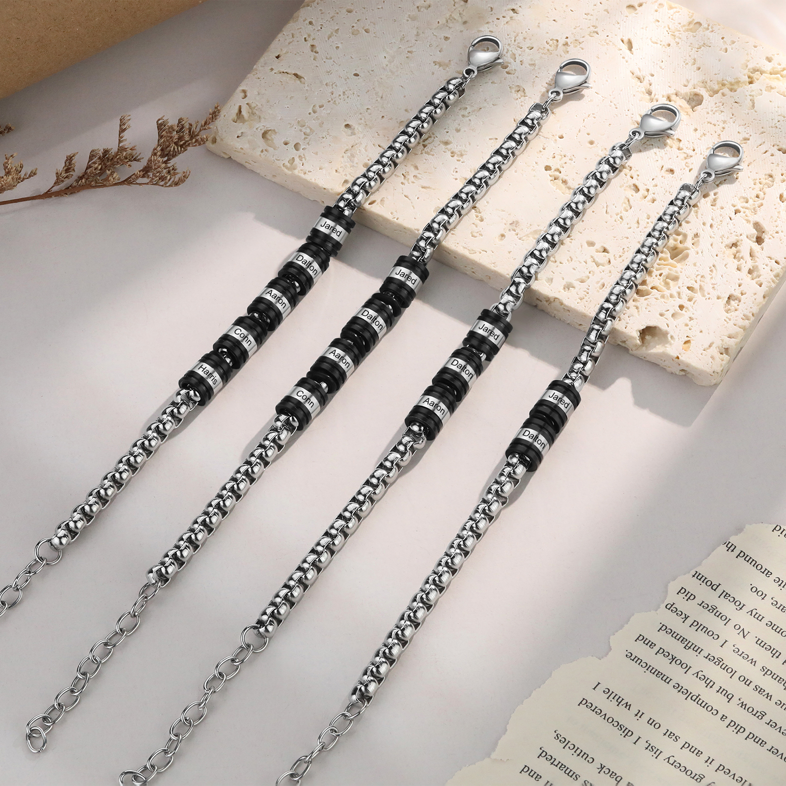 2 Names Personalised Men Adjustable Bracelet – Father's Day Gift | Jessemade