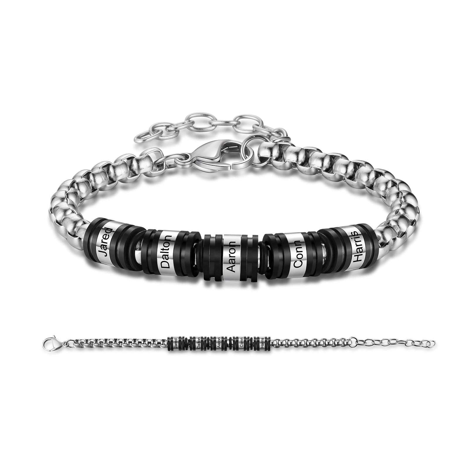 5 Names Personalised Men Adjustable Bracelet – Father's Day Gift | Jessemade