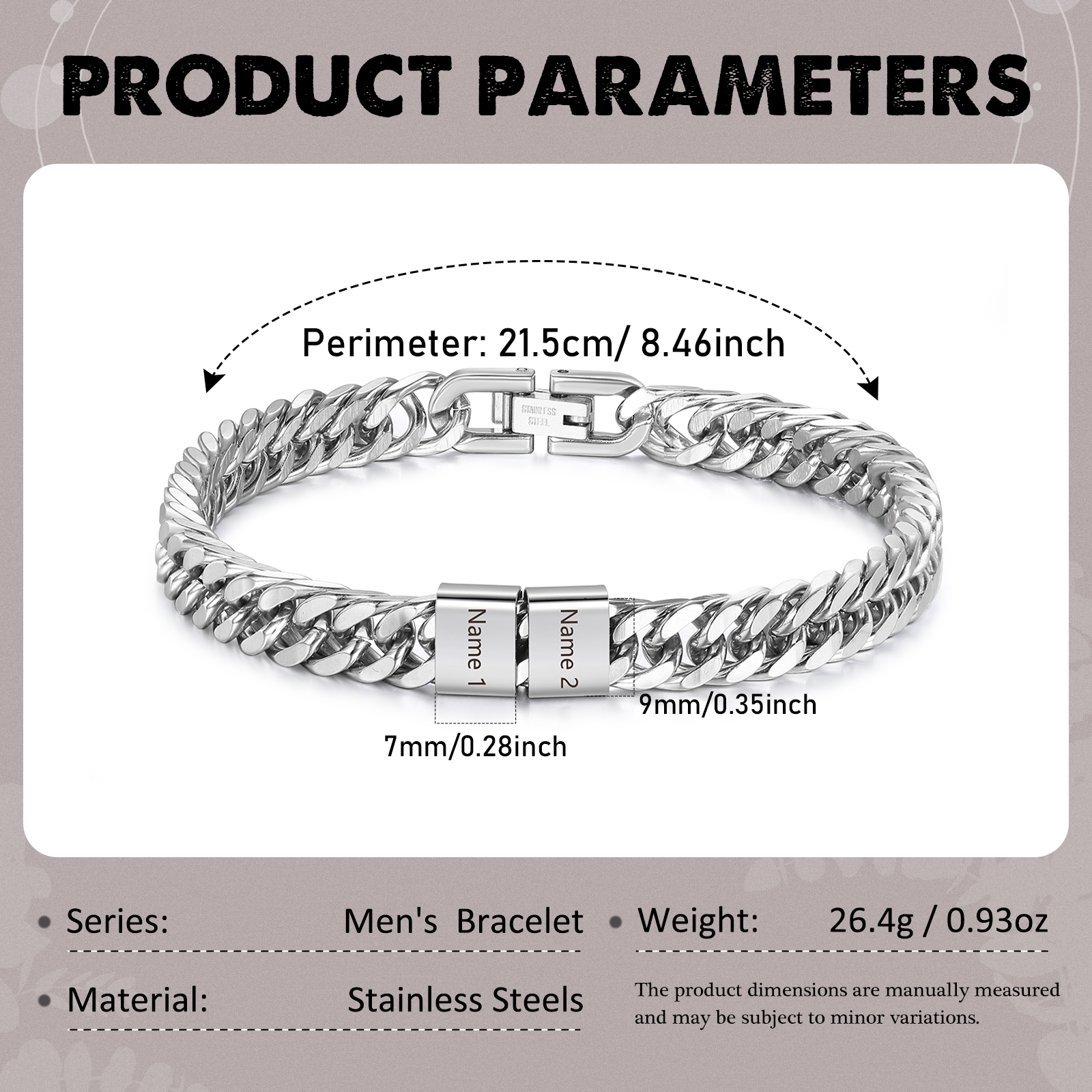 2 Names Personalised Men’s Bracelet – Bold, Durable, and Made Just for Him | Jessemade