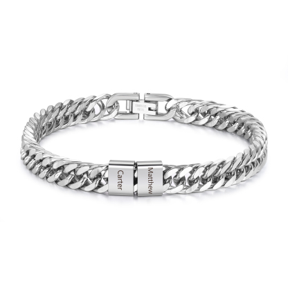 Custom Engraved 2-6 Names Cuban Link Mens Bracelet - Personalised Father's Day Gift for Dad/Grandad | Jessemade