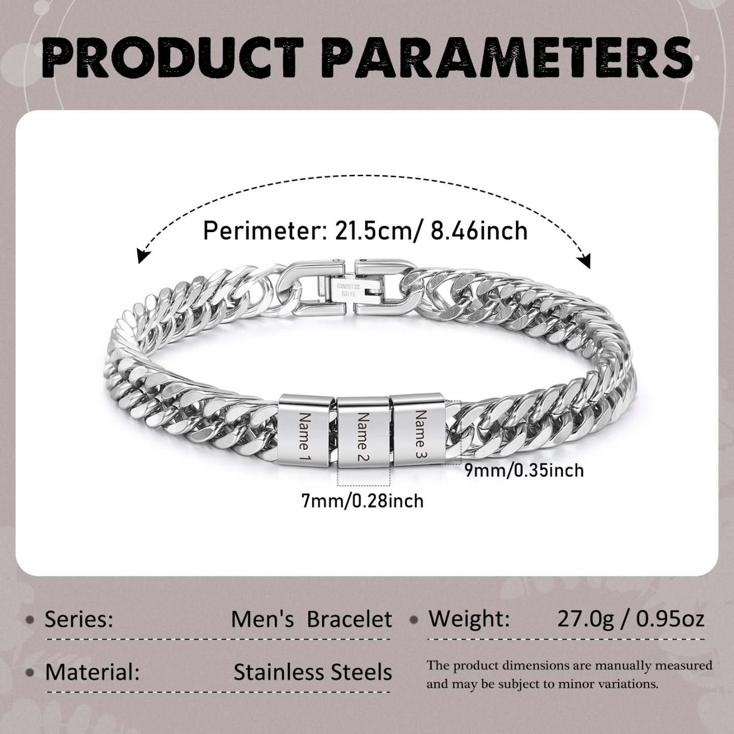 3 Names Personalised Men’s Bracelet – Bold, Durable, and Made Just for Him | Jessemade