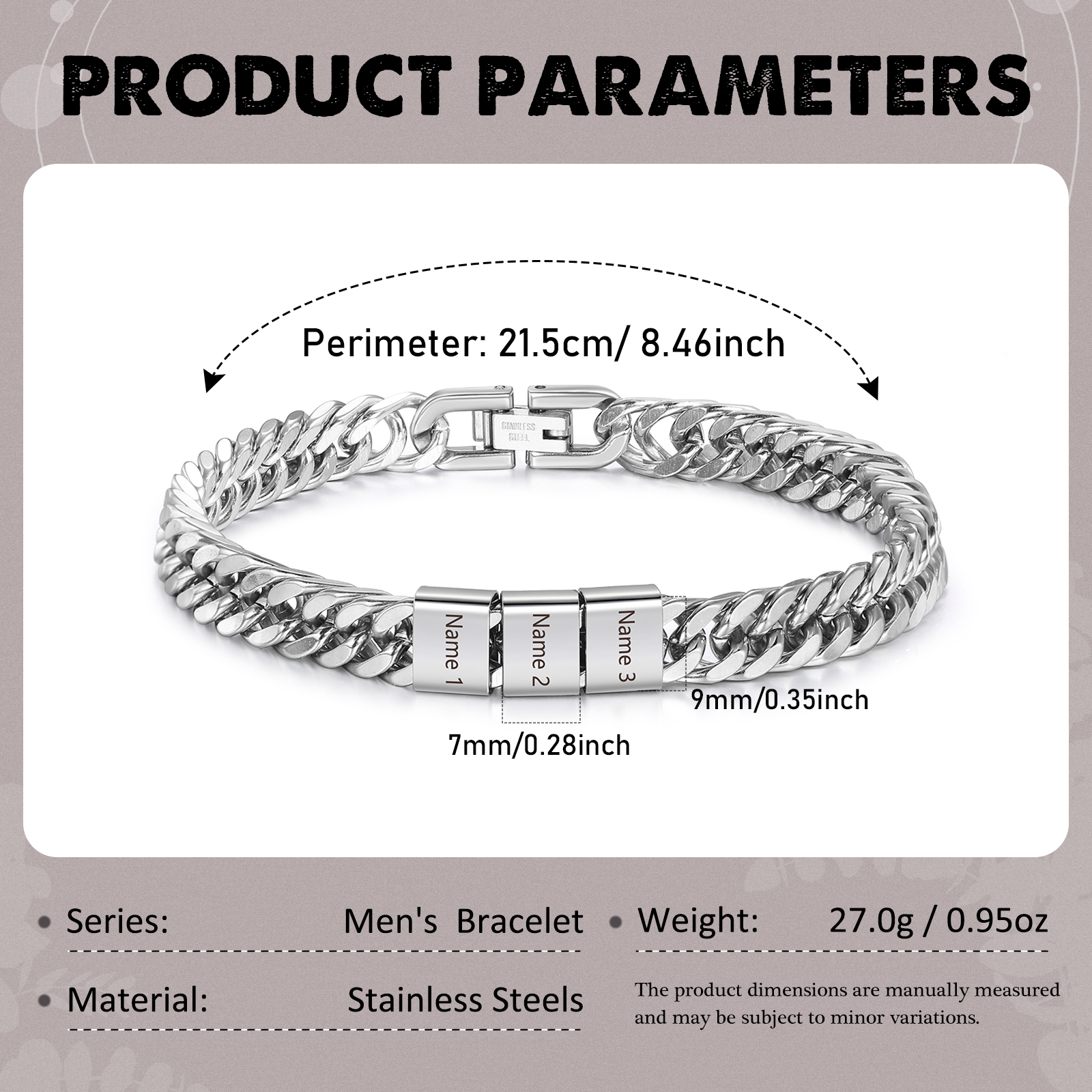 3 Names Personalised Men’s Bracelet – Bold, Durable, and Made Just for Him | Jessemade