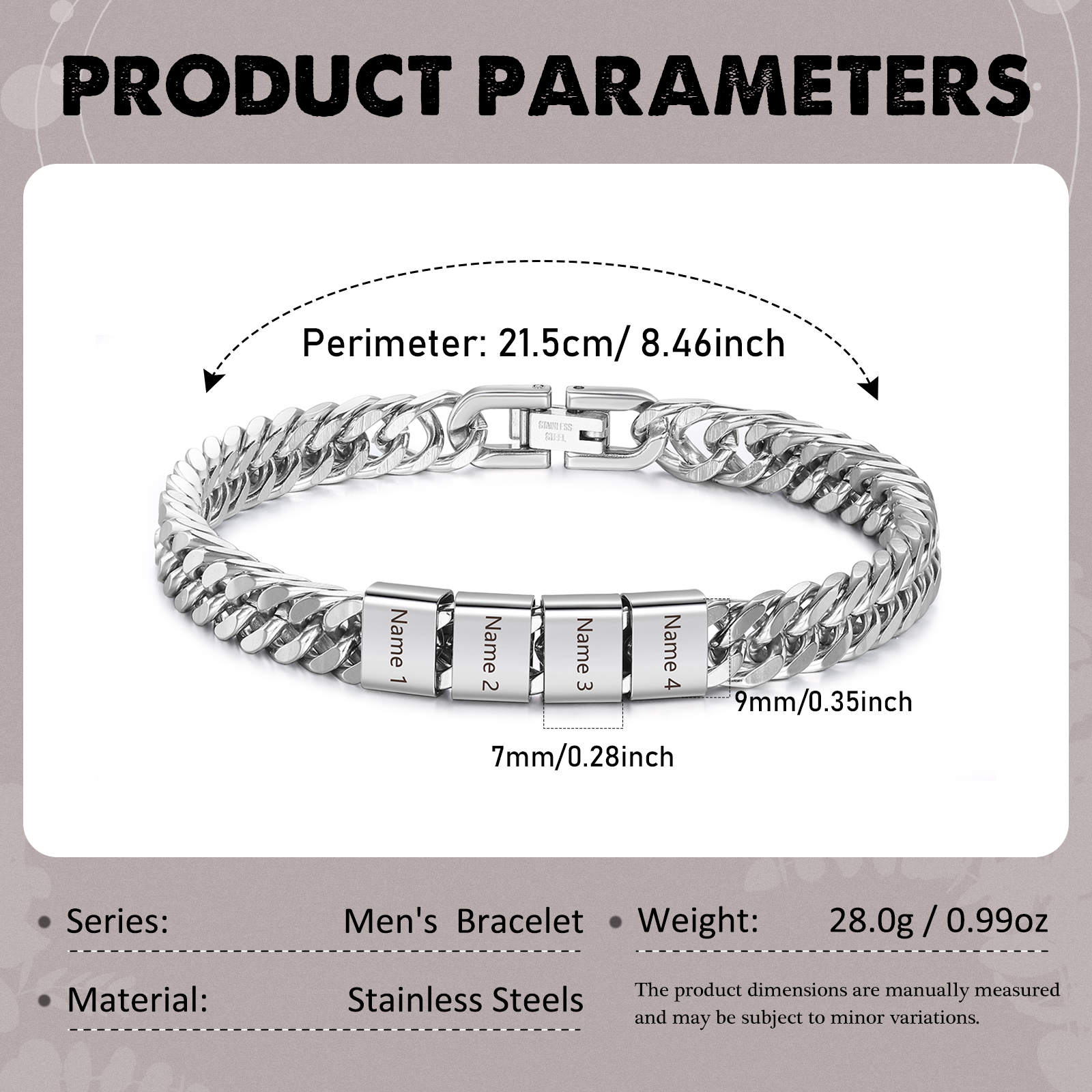 4 Names Personalised Men’s Bracelet – Bold, Durable, and Made Just for Him | Jessemade