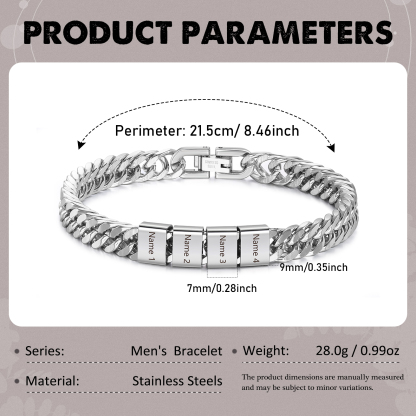4 Names Personalised Men’s Bracelet – Bold, Durable, and Made Just for Him | Jessemade