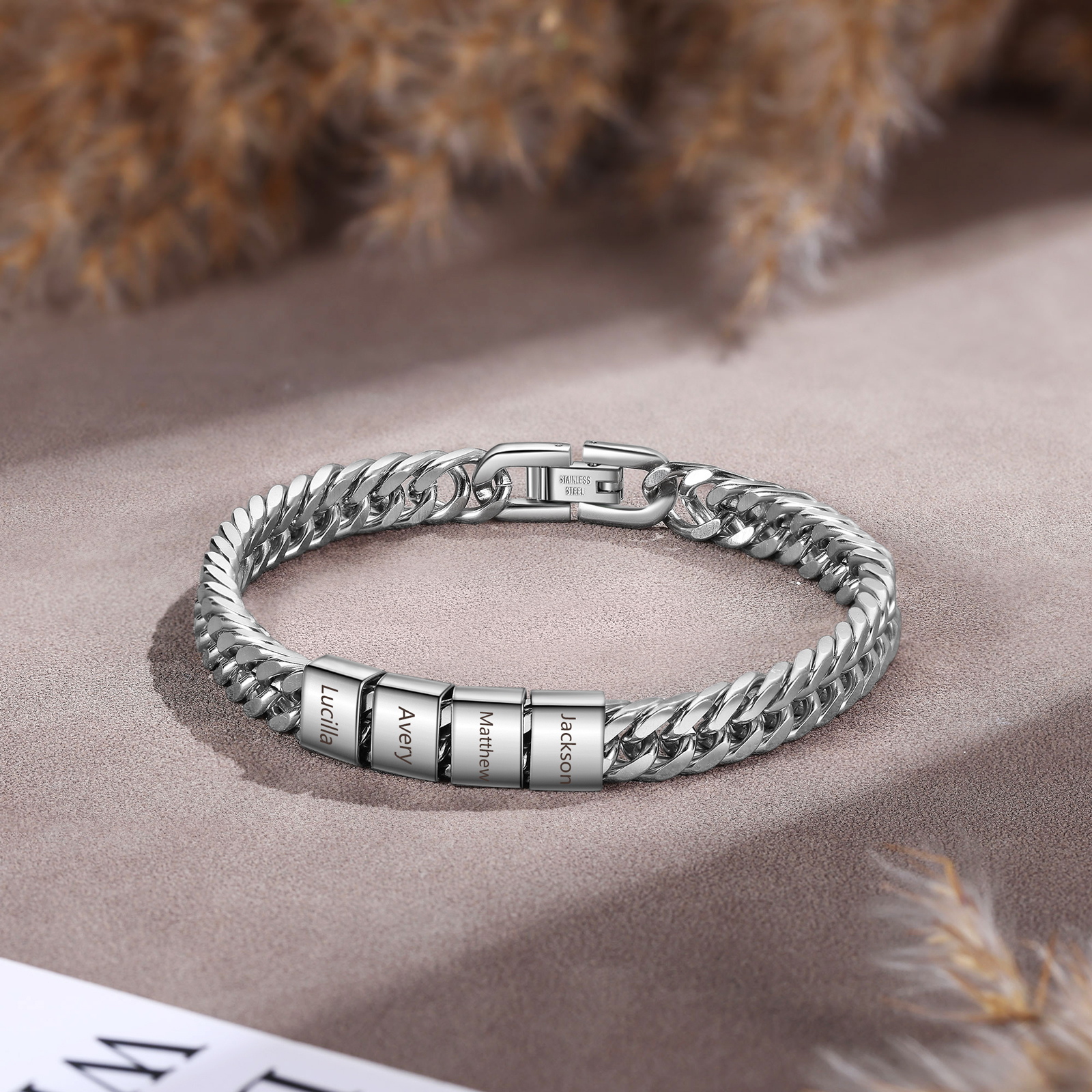 4 Names Personalised Men’s Bracelet – Bold, Durable, and Made Just for Him | Jessemade