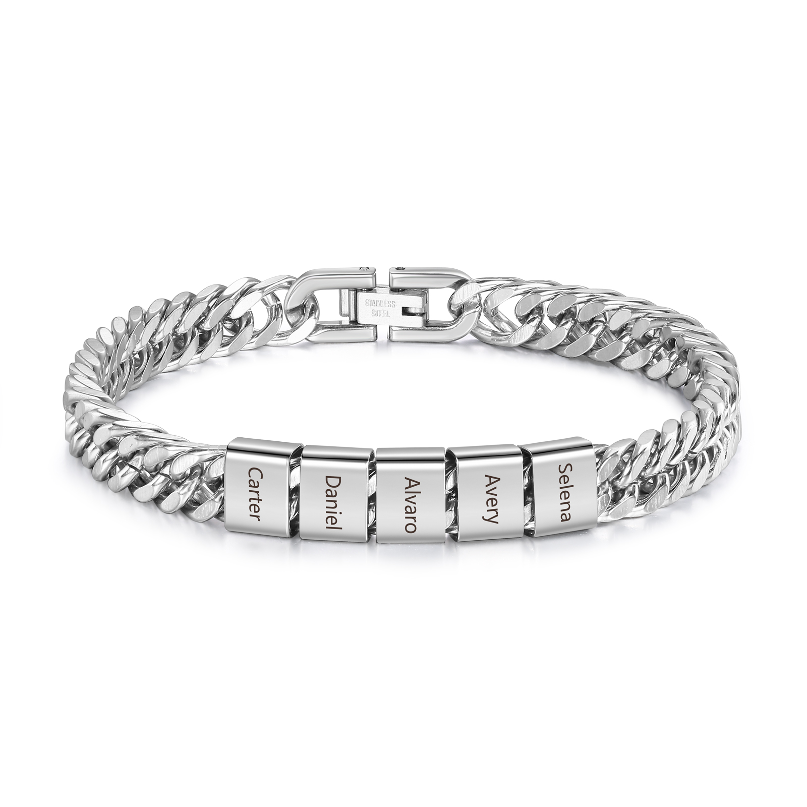 Custom Engraved 2-6 Names Cuban Link Mens Bracelet - Personalised Father's Day Gift for Dad/Grandad | Jessemade