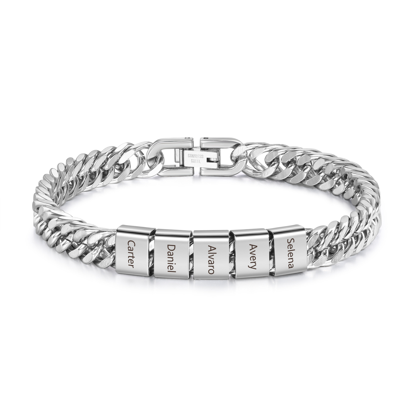 Custom Engraved 2-6 Names Cuban Link Mens Bracelet - Personalised Father's Day Gift for Dad/Grandad | Jessemade