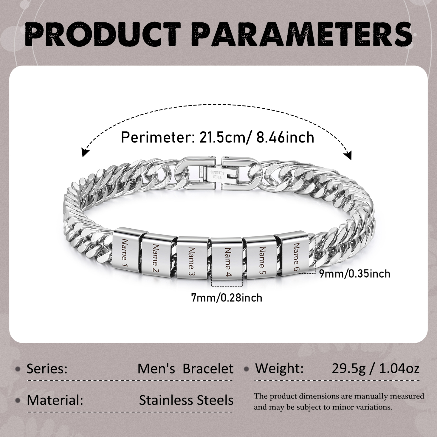 6 Names Personalised Men’s Bracelet – Bold, Durable, and Made Just for Him | Jessemade